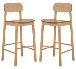 Bastrop Matt Oak Wooden Bar Stools In Pair