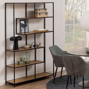 Sebring Wooden Bookcase Large With Metal Frame In Black Oak