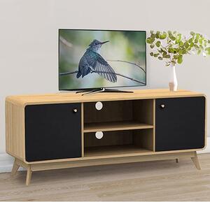 Clive Wooden TV Stand With 2 Doors In Oak And Black