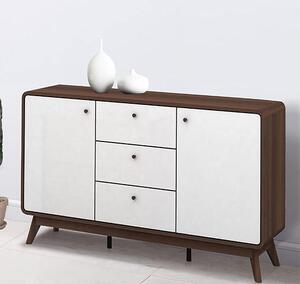 Clive Wooden Sideboard With 2 Doors 3 Drawers In Walnut And White