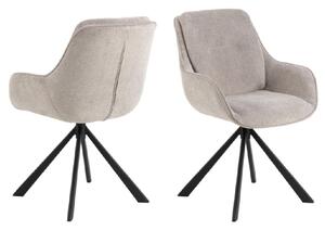 Chanute Sand Fabric Dining Chairs With Black Legs In Pair