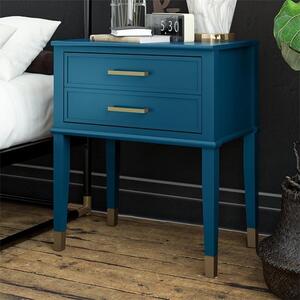 Waller Wooden End Table With 2 Drawers In Moroccan Blue