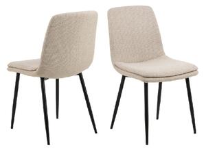 Belfast Beige Fabric Dining Chairs With Black Legs In Pair