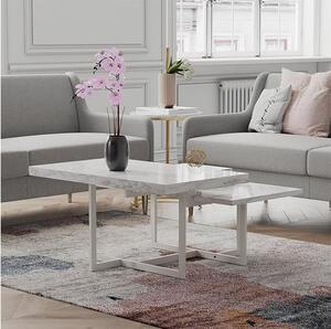 Benton Wooden Coffee Table In White Faux Marble Effect