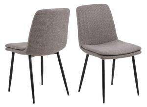 Belfast Light Brown Fabric Dining Chairs With Black Legs In Pair