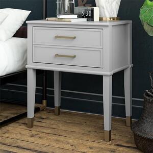 Waller Wooden End Table With 2 Drawers In Dove Grey