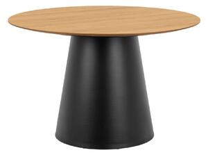 Seguin Wooden Dining Table Round In Oak And Black