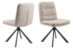 Downey Beige Fabric Dining Chairs With Black Legs In Pair