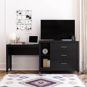 Waller 3 In 1 Wooden TV Stand With 3 Drawers In Black