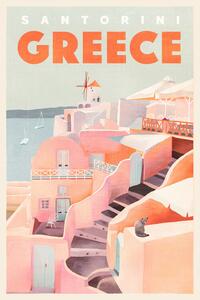 Art Print Travel Poster Santorini Jewel, The Whiskey Ginger