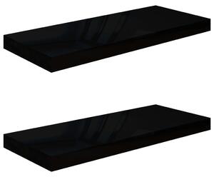 Floating Wall Shelves 2 pcs High Gloss Black 60x23.5x3.8 cm MDF