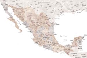 Map Map of Mexico in neutral watercolor, Blursbyai