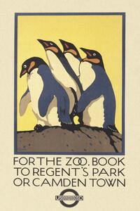 Fine Art Print Vintage London Zoo Poster (Featuring Penguins)