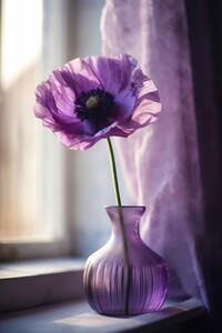 Photography Purple Poppy In Vase, Treechild, (26.7 x 40 cm)