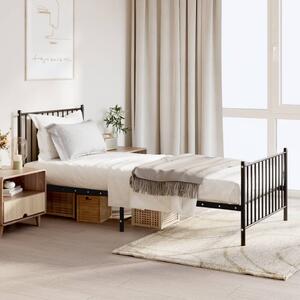 Metal Bed Frame with Headboard and Footboard Black 90x200 cm