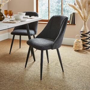 Set of 2 Luna Dining Chairs, Black Boucle Boucle Black