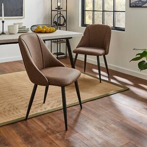 Luna Set of 2 Dining Chairs, Brown Faux Leather Brown