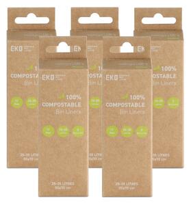 Eko Size E Compostable Bin Bags 25-35l, 5 Boxes of 12 Green