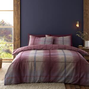 Melrose Tweed 100% Brushed Cotton Duvet Cover & Pillowcase Set purple