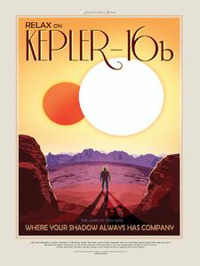 Fine Art Print Relax on Kepler 16b (Retro Intergalactic Space Travel) NASA, (30 x 40 cm)