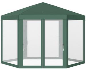Outsunny Hexagon Netting Gazebo Tent, Patio Canopy Outdoor Shelter for Party Activities, Shade Resistant, Green