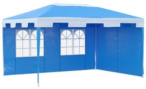 Outsunny 3 x 4 m Party Gazebo Marquee Garden Canopy Outdoor BBQ Tent Camping Patio Awning with 2 Sidewalls, Blue