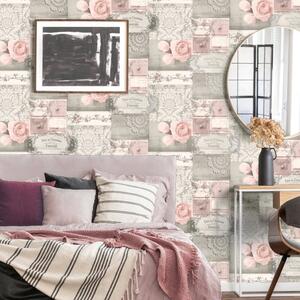 Ophelia Decoupage Blush Wallpaper