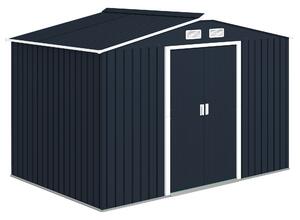 Outsunny 9 x 6FT Metal Bicycle Shed, Outdoor Yard Shed with Foundation Ventilation & Doors, Dark Grey Aosom UK