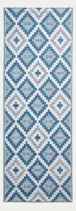 Homescapes Geometric Waterproof Blue Outdoor Rug Runner 75 x 200 cm