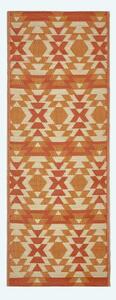 Homescapes Anya Geometric Orange Outdoor Rug Runner, 75 x 200 cm