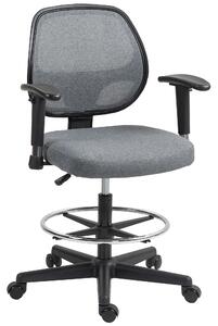 Vinsetto Drafting Chair, Draughtsman Chair, Tall Office Chair w/ Adjustable Footrest Ring, Arm, Swivel Wheels for Standing Desk, Grey Aosom UK