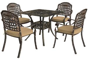 Outsunny Five-Piece Cast Aluminium Garden Dining Set - Bronze Tone