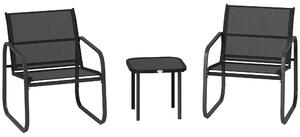 Outsunny 3pcs Garden Table and Chairs Set, Outdoor Furniture Set with Steel Frames & Texteline for Porches, Balcony, Black Aosom UK