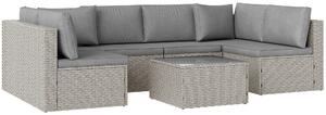 Outsunny Seven-Piece Modular Rattan Set - Grey