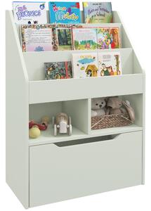 HOMCOM Kids Bookshelf, Toy Organiser, with Storage Drawer, Wheels - Green