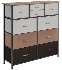 HOMCOM Chest of Drawers for Bedroom, 10-Drawer Dresser with Foldable Fabric Drawers and Metal Frame, Colourful Storage Solution Aosom UK
