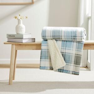 Printed Check Sherpa Throw Blanket, 130x180cm