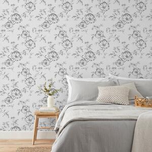Pivoine Floral Grey Wallpaper