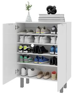 HOMCOM Narrow Shoe Storage Cabinet with Soft-Close Hinges and Adjustable Shelves for 15-20 Pairs of Shoes, High Gloss