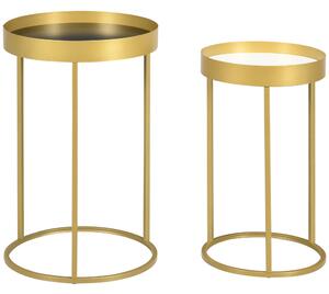 HOMCOM Nesting Accent Tables: 2-Piece Set with Gold Frames & Marble-Effect Tops, Living & Bedroom Aosom UK