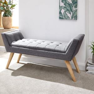 Milan Dining Bench, Dark Grey Fabric