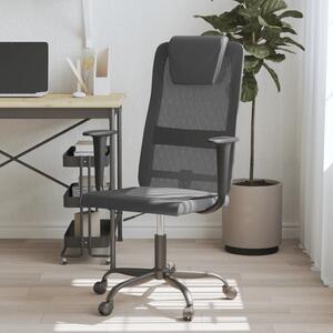 Office Chair Grey and Black Mesh Fabric and Faux Leather