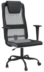 Office Chair Grey and Black Mesh Fabric and Faux Leather