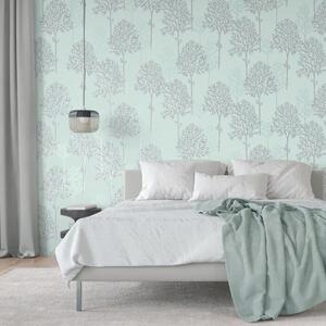 Spriggy Trees Duck Egg Wallpaper