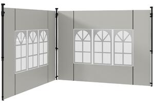 Outsunny Gazebo Side Panels, Replacement Sides with Window for 3x3m or 3x6m Canopy, 2 Pack, White