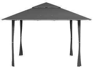Outsunny 4 x 4m Pop-up Gazebo Double Roof Canopy Tent with UV Proof, Roller Bag & Adjustable Legs Outdoor Party, Steel Frame, Dark Grey