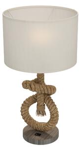 HOMCOM Nautical LED Desk Lamp: USB Port, Ambient Bedroom Light, Home Office Décor, Beige