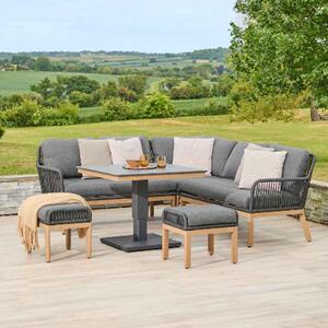 Piero Aluminium Modular Adjustable Table Dining Set in Charcoal Grey and Oak
