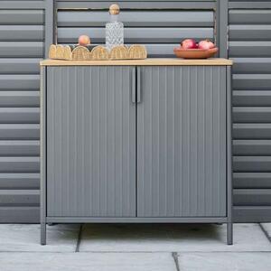 Selma Steel Outdoor Storage Cabinet with 2 Doors in Grey and Oak