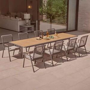 Selma Aluminium Garden 8 Seater Dining Set in Grey and Oak